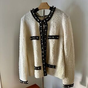 White House Black Label Cream & Pearl Sweater sz:L